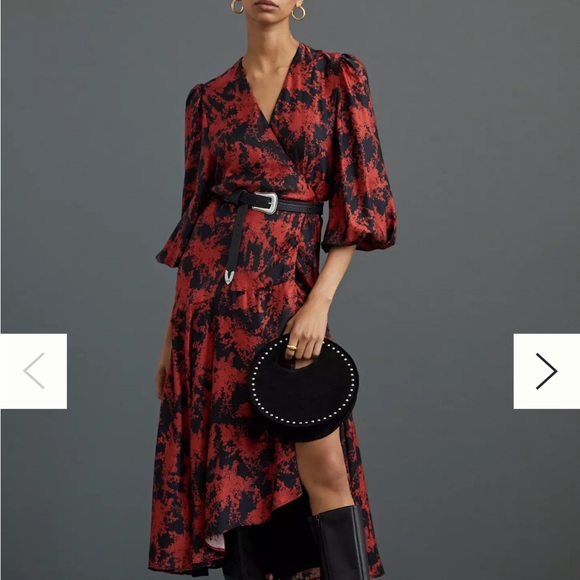 Anthropologie Dresses & Skirts - Anthropologie Red and Black High-Low Dress